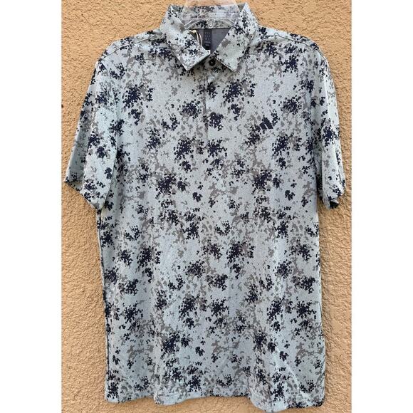 Adidas Burst Jacquard Golf Polo Light Blue Medium NWT - Picture 2 of 12